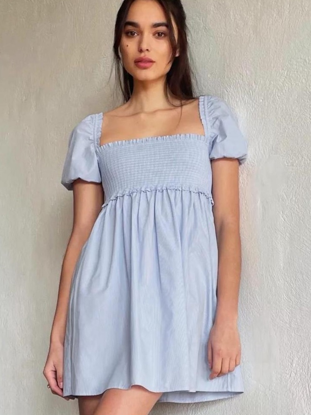 Aritzia Sunday Best Hadley Light Blue Stripe Dress Large